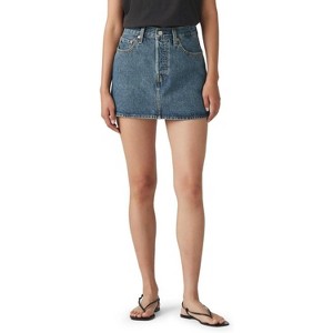 Women's Iconic Denim A-Line Skirt - Classic Mid-Length Stretch Fit You Need Me - 1 of 4
