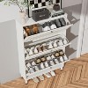 KTMBDW Shoes Storage Cabinet with 3 Flip Drawers, Freestanding Shoe Organizer with Legs, Narrow Shoe Rack Cabinet, Shoe Cabinet for Entryway, White - 4 of 4