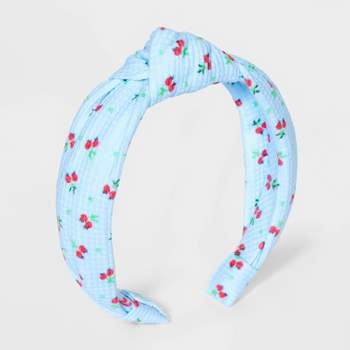 Girls' Headband Cherry Print with Top Knot - Cat & Jack™ Blue