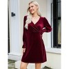 Clearlove Women Velvet Dress Long Ruffled Sleeve v Neck Dresses with Belt - 2 of 4