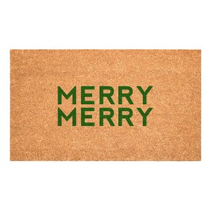 HomeRoots 24" X 36" Brown And Green Christmas Outdoor Coir Door Mat - 1 of 4