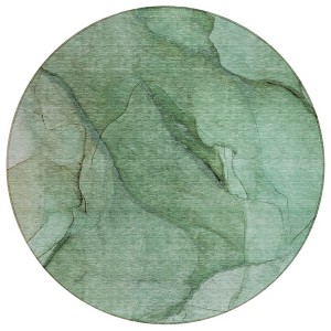 Green And Sage Abstract Washable Indoor Outdoor Area Rug - 1 of 4