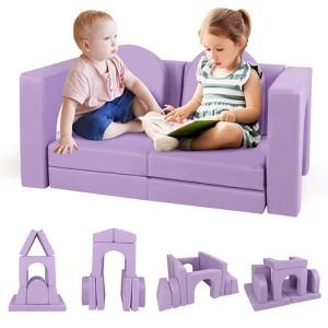 Infans 8 PCS Modular Kids Play Couch Sofa with Suede Fabric Cover High-Density Foam - 1 of 4