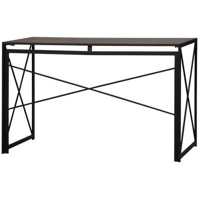 Brown Foldable Wood and Metal Writing Desk