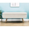 HomeRoots 44" Beige and Brown Linen Upholstered Storage Bench with Flip Top - 2 of 4