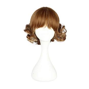 Unique Bargains Curly Women's Wigs 12" Brown with Wig Cap Short Hair