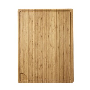 Wooden Cutting Board,  Large Bamboo Kitchen Board with Handles and Deep Juice Groove Kitchen Board - 1 of 4