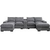 TiramisuBest Modern Luxe Modular Sectional Sofa with Built-in Console, USB Ports, Reclining & Ottomans for Living Room, Dark Gray - 3 of 4