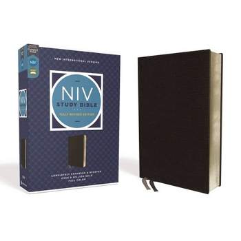 NIV Study Bible, Fully Revised Edition, Bonded Leather, Black, Red Letter, Comfort Print - by  Zondervan (Leather Bound)