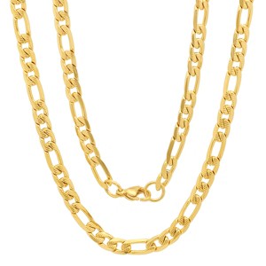 Steeltime Men's stainless steel accented 6mm figaro chain link necklace. Color Option: Silver, Gold - 1 of 4