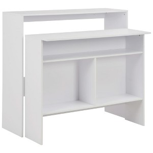 vidaXL Bar Table Pub Table Bistro Table for Kitchen with 2 Table Tops White - 1 of 4