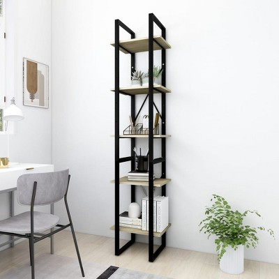 vidaXL 5-Tier Book Cabinet Sonoma Oak 15.7 in.x11.8 in.x68.9 in. Engineered Wood