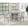 Timbria Transitional Round Dining Table with Cross Pedestal Base, Oak - 4 of 4