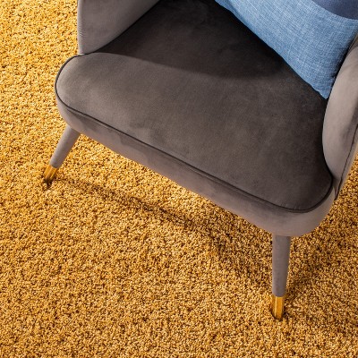Gold 4' Square Shag Synthetic Non-Slip Area Rug