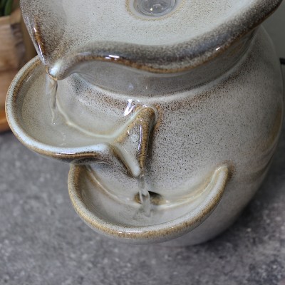 Cream Ceramic 8" Cascading Tiers Tabletop Water Fountain