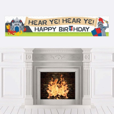 Big Dot of Happiness Calling All Knights and Dragons - Happy Birthday Medieval Decorations Party Banner