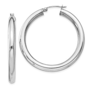 Black Bow Jewelry 4mm, Sterling Silver, Large Round Hoop Earrings - 40mm (1 1/2 Inch) - 1 of 4