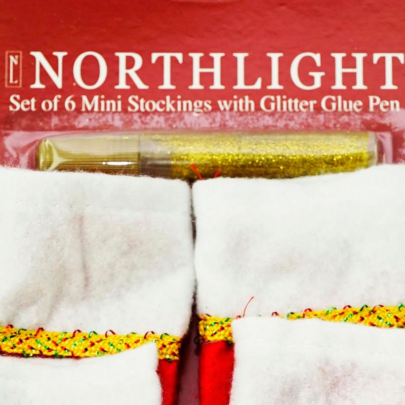 Northlight Pack of 6 Traditional Mini Christmas Stockings with Gold Glitter Pen, 3 of 4