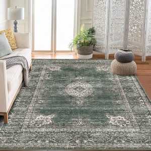Area Rugs for Living Room Floral Vintage Soft Non Slip Machine Washable Distressed Vintage Rug for Bedroom Dining Room - 1 of 4