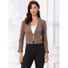 INSPIRE CHIC Women's Regular Fit Notched Lapel Ruched Sleeve Business Crop Blazer - 3 of 4
