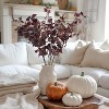 Attop 5PCS Artificial Fall Eucalyptus Leaves Stem Plants, 32.7 inch Burgundy Shrubs Silk Faux Foliage DIY Stems - 3 of 4