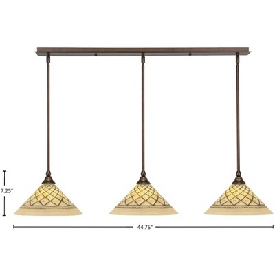 Toltec Lighting Any 3 - Light Chandelier in  Bronze with 12" Chocolate Icing Shade