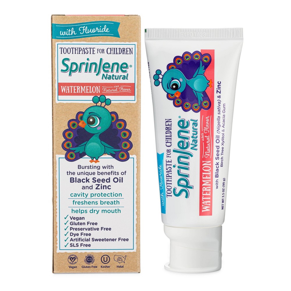 Photos - Toothpaste / Mouthwash SprinJene Natural Kids Cavity Protection Toothpaste - Watermelon - 3.5oz/1ct