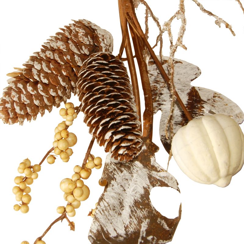 National Tree Company Artificial Autumn Garland, White, Made with Pumpkins, Gourds, Maple Leaves, Pinecones, Berry Clusters, Autumn Collection, 6 ft, 4 of 8