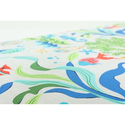 Coral Bay Blue Botanical Print Tufted Chair Pads Set