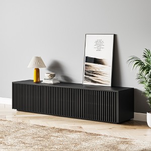 POVISON 71" Modern Minimalist Wood TV Stand, Slatted Entertainment Center,Media Console, Black TV Console, Fully-Assembled, Perfect for 65-inch TVs - 1 of 4