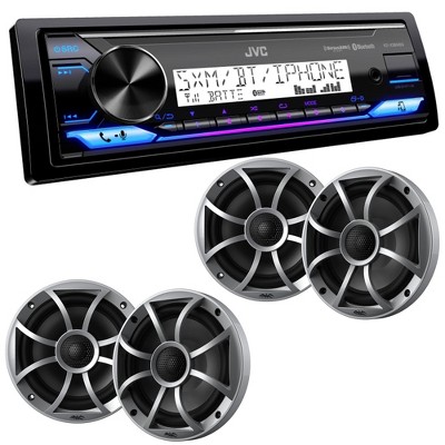 JVC KD-X38MBS Marine Digital Media Receiver w/ Bluetooth, USB, SiriusXM Ready, w/ 2 Pairs Wet Sounds RECON6-S 6.5" Marine Coax Speakers