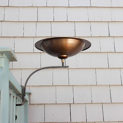 15'' Antique Copper Metal Rail-Mounted Birdbath