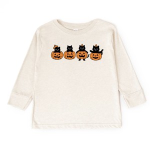 Four Black Cats Pumpkins - Toddler Long Sleeve Graphic Tee and Youth Long Sleeve Graphic T-Shirt - 1 of 3