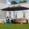 FONTOI Double Sided Outdoor Umbrella with Crank Handle, Rectangular Market Umbrella with 12 Ribs for Patio, Deck, Gray, 106.2"*94.5"*181.1" - 2 of 4