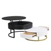 NicBex Modern Round Coffee Table with Lift Top,Nesting Coffee Tables Set with 2 Drawers,Adjustable Height Center Table for Living Room,White+Black - 2 of 4