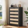5 Drawer Rattan Dresser for Bedroom, Wood Dresser Chest of Drawers with Power Outlets - 2 of 4