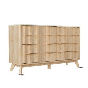 SinCiDo Fluted Dresser, Modern Drawer Chest w/ Faux Marble Top & Curved Profile, Wood Drawer for Hallway, Bedroom, Entryway - 1 of 4