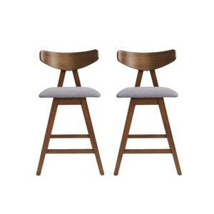 GDFStudio Sunapee Mid Century Modern Fabric Upholstered Wood 25 Inch Counter Stools (Set of 2) - 1 of 4