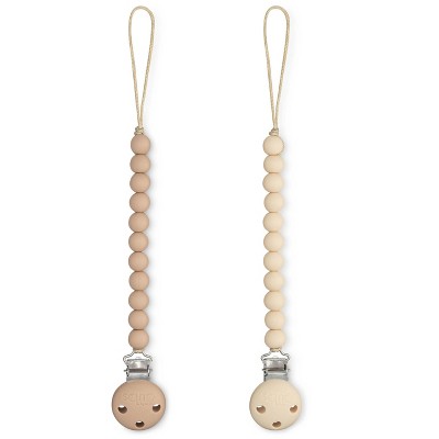 Image of Pacifier Clip for Boys and Girls by Comfy Cubs - Beige & Light Beige