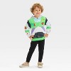 Toddler Boys' Disney Toy Story Buzz Lightyear Halloween Faux Shearling Hood Cosplay Fleece Zip-Up Sweatshirt - White - 4 of 4