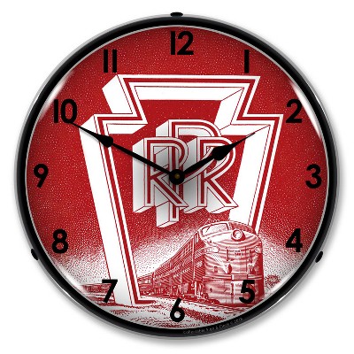 Collectable Sign & Clock | Pennsylvania Railroad LED Wall Clock Retro/Vintage, Lighted