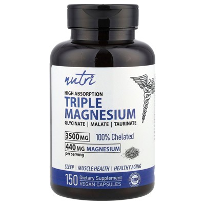 Nutri Triple Magnesium, High Absorption, 150 Vegan Capsules (88 mg per Capsule)