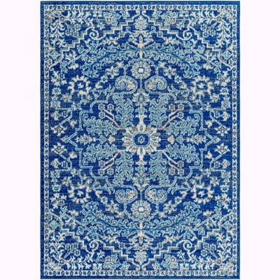 Mark & Day Olivia 5'3"x7'3" Rectangle Woven Indoor Area Rugs Dark Blue: Traditional Medallion, Stain-Resistant, Polypropylene