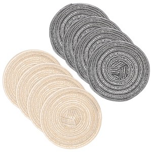 Unique Bargains Woven Braided Washable Decorative Round Placemat 8 Pcs - 1 of 4