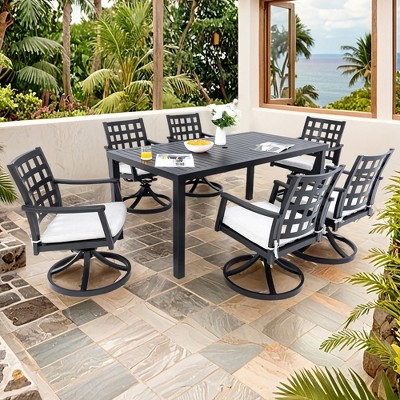 Christopher Knight Home Tracy Outdoor 7 Piece Aluminum Dining Set with Removable Sunbrella Cushions