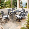 TiramisuBest 5-Piece Outdoor Acacia Wood & PE Rattan Bar Set - Foldable Table, 4 Cushioned Stools, All-Weather Bistro (Brown) - 2 of 4