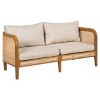 Outdoor Rattan Loveseat with Acacia Wood Frame,Modern 2-Seat Patio Sofa with Cushions,Curved Armrest Bench for Porch or Garden-Coolbibila - 2 of 4
