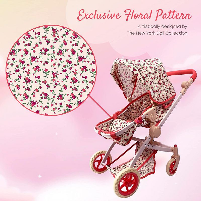 The New York Doll Collection Convertible Combo Baby Doll Stroller Floral, 4 of 8