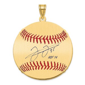 Black Bow Jewelry 14K Gold Plated Frank Thomas Signature LG Enamel Baseball Pendant - 1 of 4