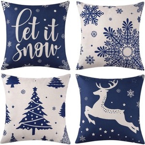 TackView Christmas Pillow Covers Set of 4 - 18x18 Farmhouse Red Holiday Throw Pillows for Couch - 1 of 4